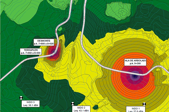 Mapa de ruido para realizar estudios de ruido medioambientales