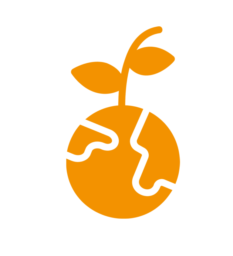 Icono de análisis y cargrafía SIG. Un planeta con una planta