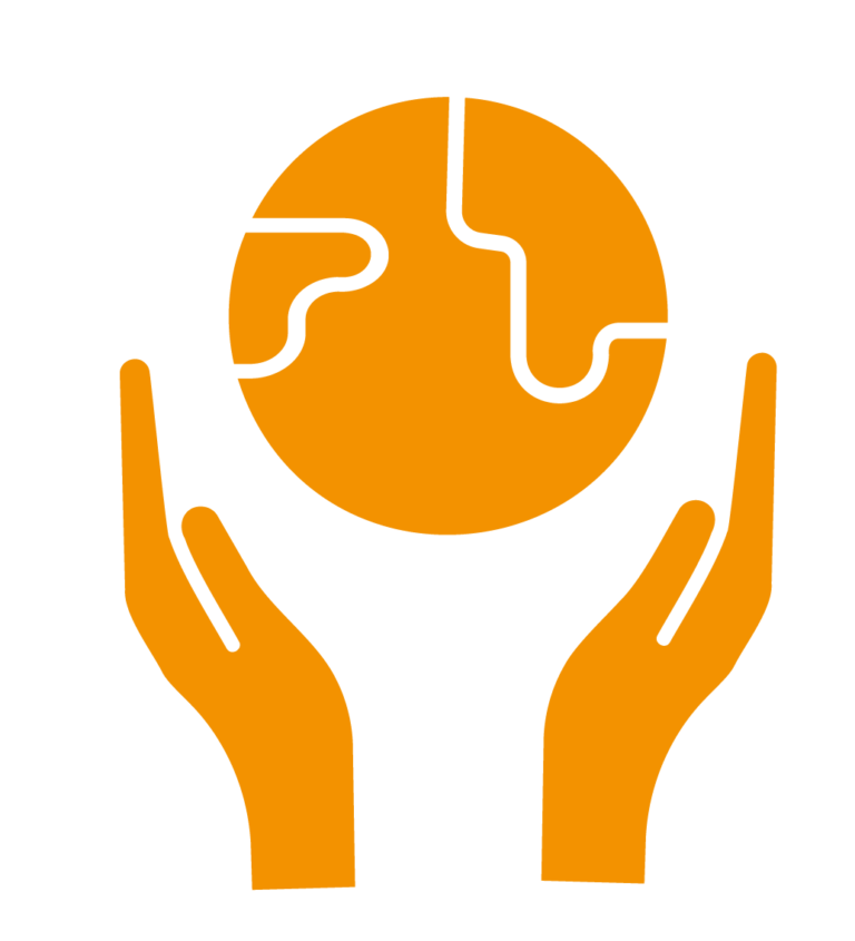 Icono asesoramiento ambiental. Manos sujetando un planeta.